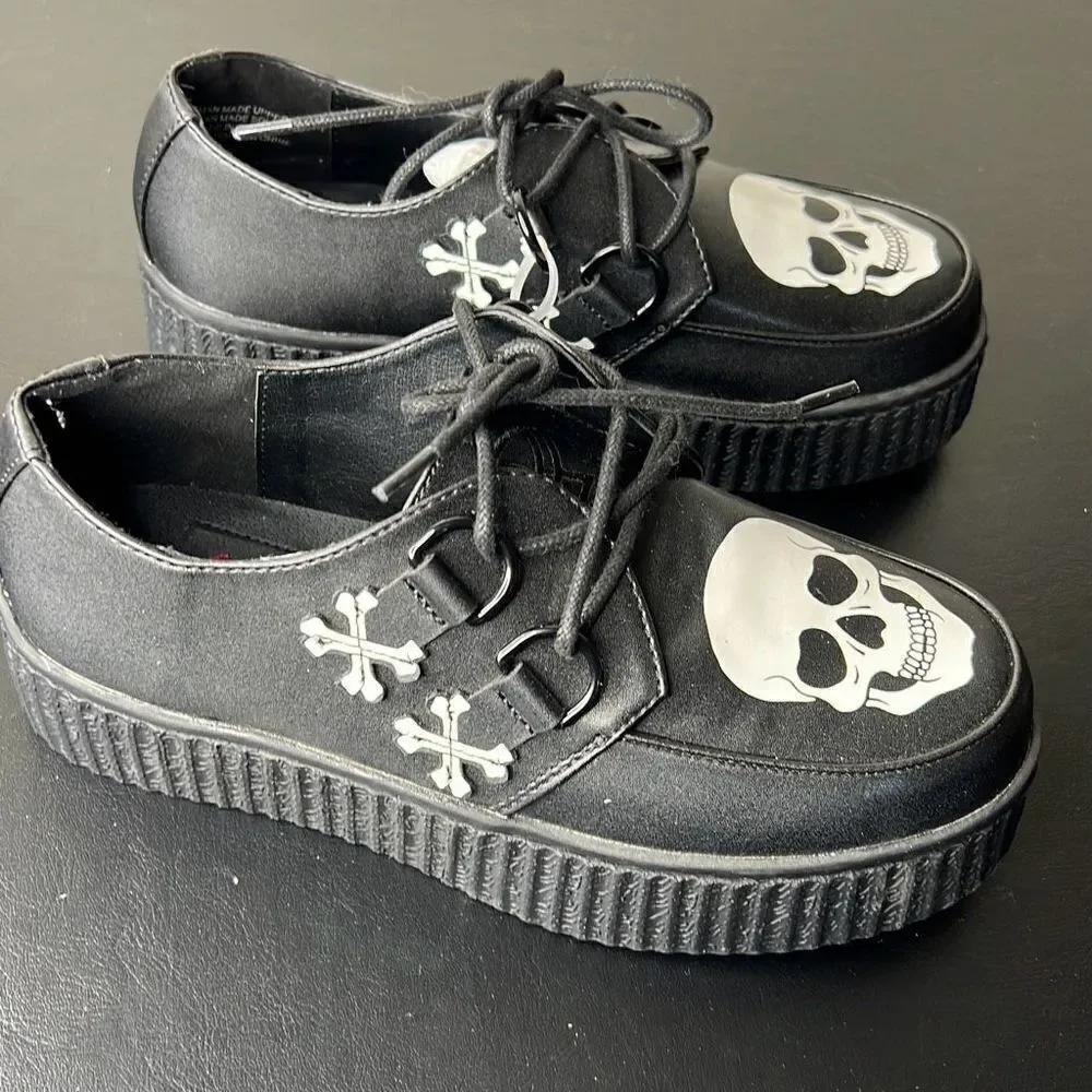 Hot Topic Strange Cvlt Black Skull Creepers Size 6 New